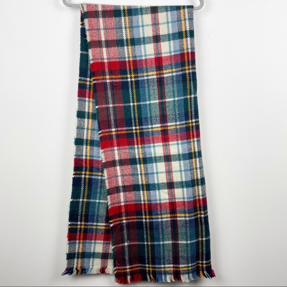 Oversized Heritage Print Tartan Plaid Blanket Scarf Red Green Blue Yellow OS - Picture 2 of 2